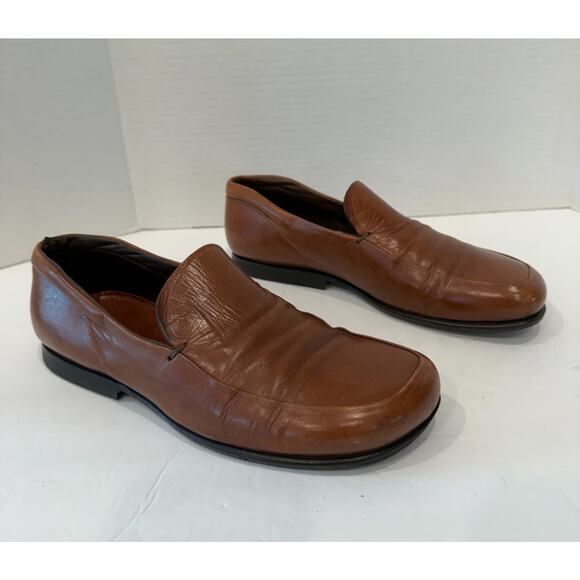 Authentic Prada Men\'s Brown Leather Slip On Classic Luxury Loafer‎ Shoes Sz 6.5 main image 8